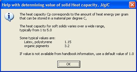 Defining Heat capacity Similarly, we can display Help for Heat capacity by clicking on Help heat