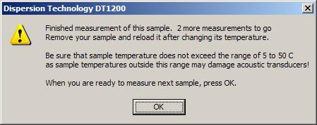 Defining Sound speed and Intrinsic loss - Pausing to adjust sample temperature between measurements If your instrument is not equipped for automatic temperature control, or you answer No to the