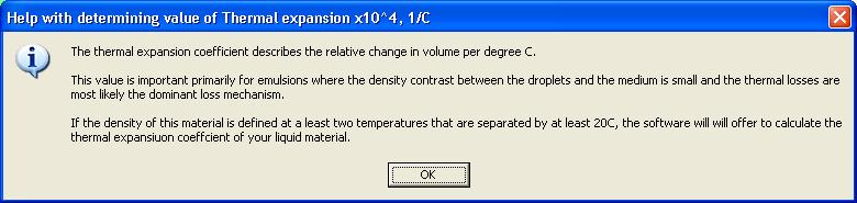 As noted above, you can set the value of the thermal expansion coefficient by entering density information at two temperatures separated by