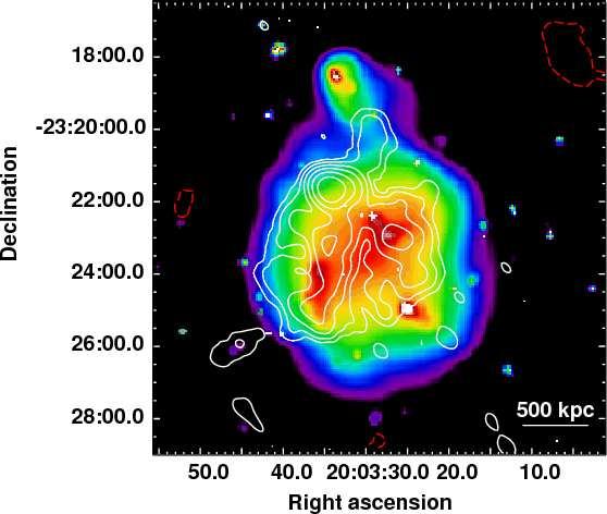 Cluster Radio halos Chandra (X-Ray)-GMRT (235 Mhz): Giant radio halo in RXC J2003.