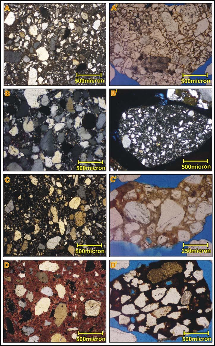 Figure 7.8. Sediment provenance comparisons of the modern Umbum Creek grains, recognizing the grains from its provenance lithotype.