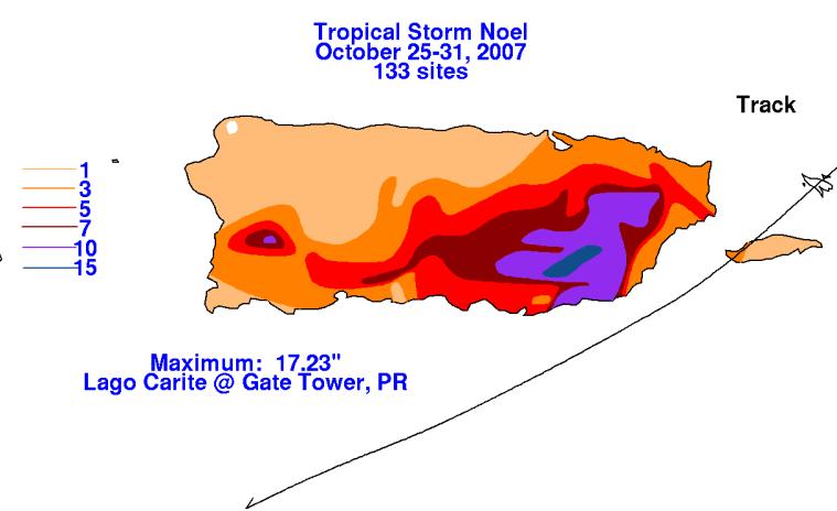 left significant rainfall accumulations across Puerto. Erika (Sep. 2009) Hanna (Aug.-Sep. 2008) Jeanne (Sep.