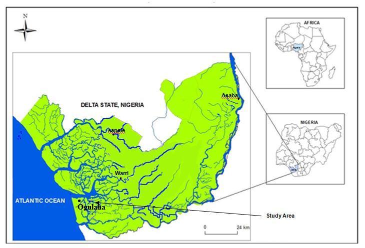 Fig. 1. Map of Delta State, Nigeria showing study area. 3.