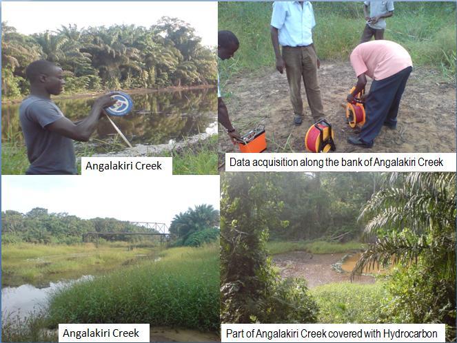 Figure 2: Data acquisition at buried Hydrocarbon spill in Okuntu Road Ogulaha 5.