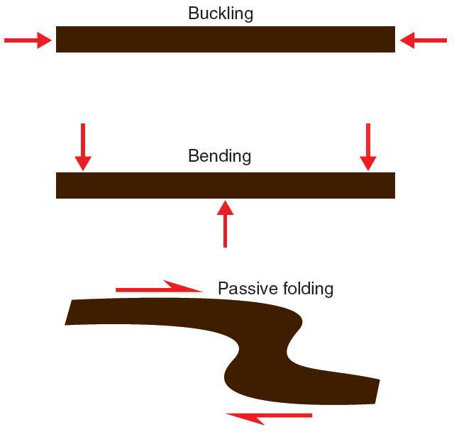 Folding Mechanisms The relation between how force is applied and fold mechanisms. Folding Mechanisms : Buckling Buckling of a single layer.