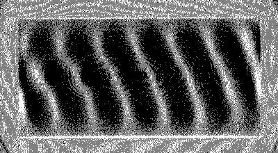Images of convection patterns in cell 1. The field and the director are in the horizontal direction. The examples are for a: 211 Gauss, ɛ = 0.036; b: 379 Gauss, ɛ = 0.035; c: 427 Gauss, ɛ = 0.