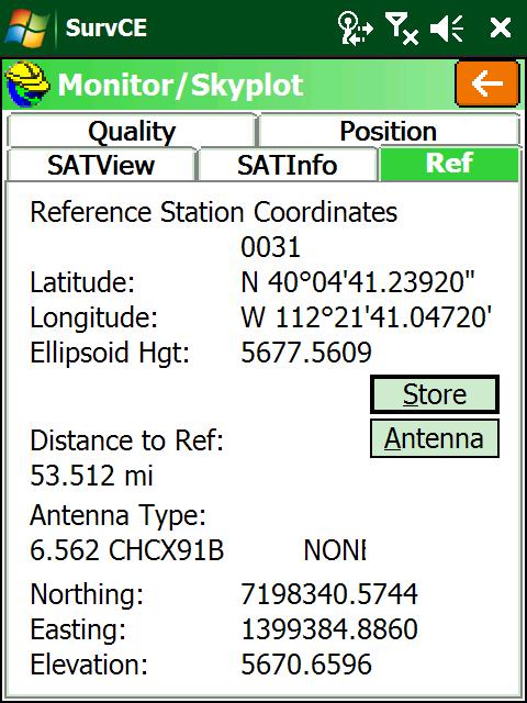 Now clock on the Ref tab: 8 You can now inspect the broadcast coordinates for the reference station.