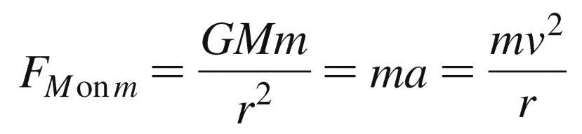 Gravity and Orbits Newton s second law tells us that F M on m = ma, where F M on m is the gravitational force of the large body on