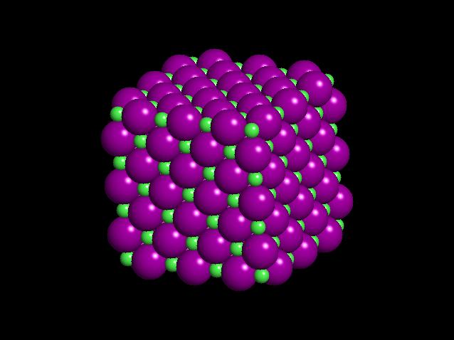 Atoms arrangements in molecules In halite