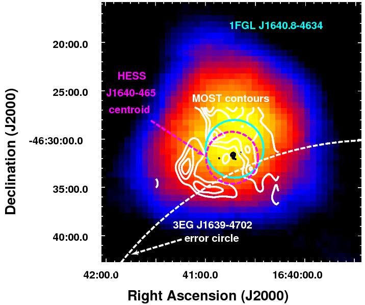 HESS J1640-465 Extended source identified in HESS GPS - no known pulsar associated with source - may be associated with SNR G338.3-0.0 Slane et al. 2010 XMM observations (Funk et al.