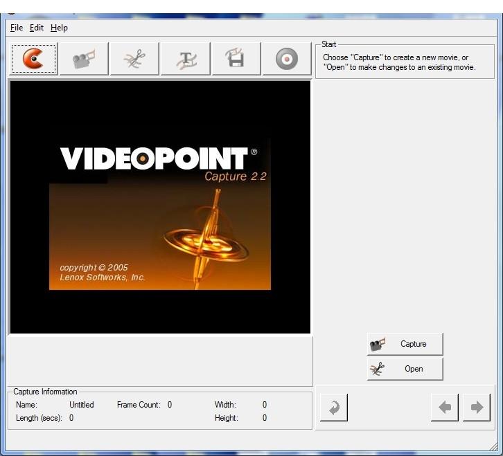 As the name suggests, VideoPoint Capture is the software for controlling the video camera and capturing the video.