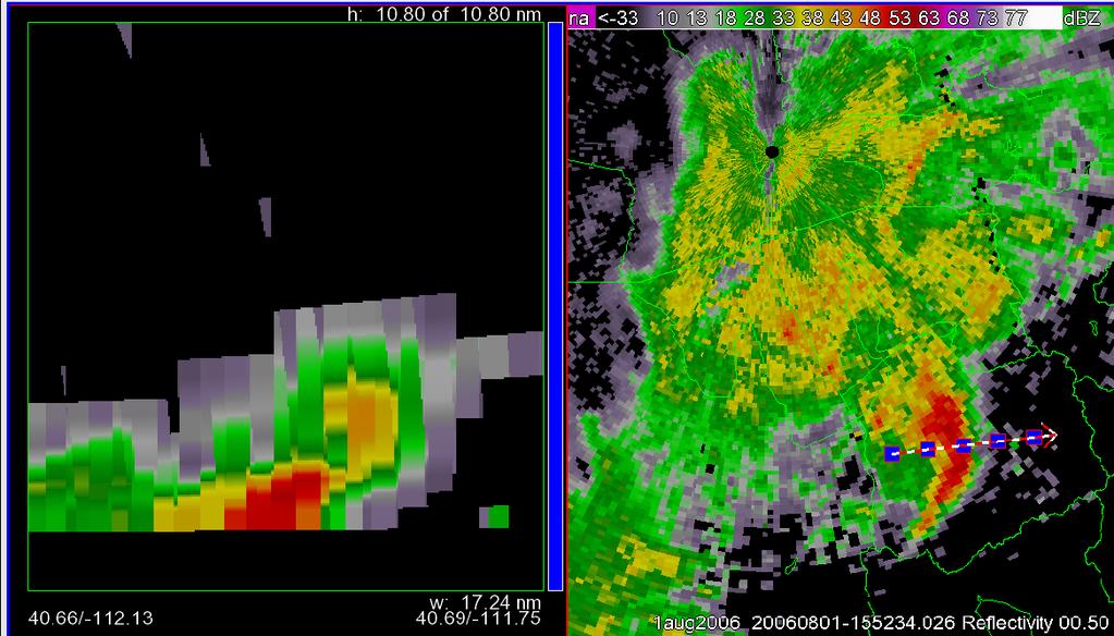Gust Front Updraft Evolution 1552 UTC By central Salt Lake County tight low level