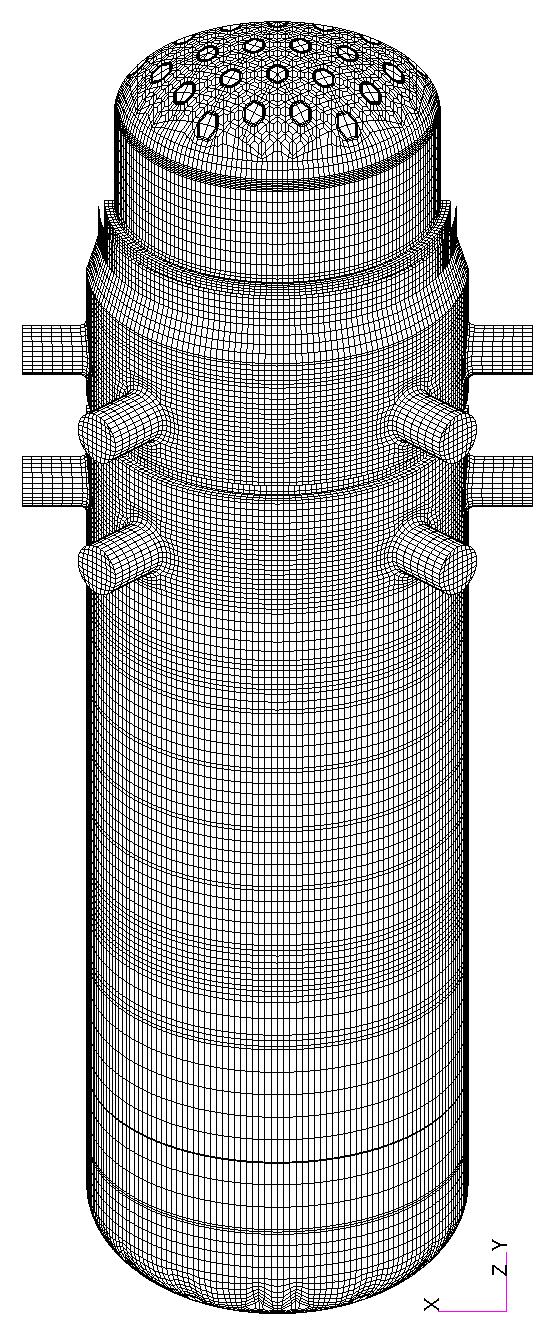 and the reactor pressure vessel the constant reaction forces were used instead of the elastic tube elements placed between the RPV cover and the core barrel flange the spring blocks were modelled by