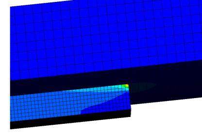 The discontinuous mesh densities across the piezoceramic-cfrp interface is accommodated by using a tie constraint.