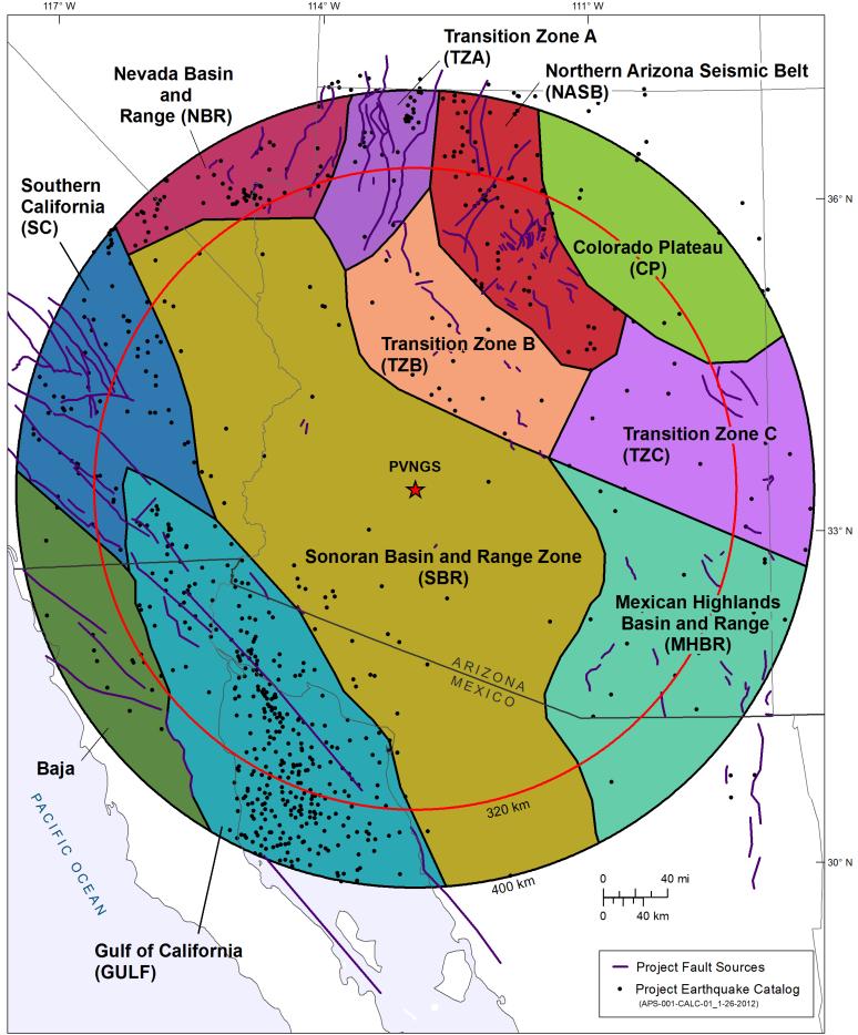 Areal Sources Fine Zonation Fine areal seismic sources represent differences in seismicity, geology, fault activity, topography, and structural style: Colorado Plateau Northern Arizona Seismic Belt