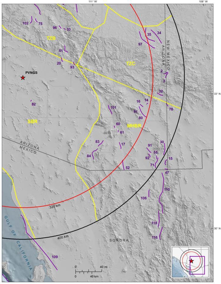 Fault Sources (2 of 3) Fault sources in southwest Arizona and Mexico.