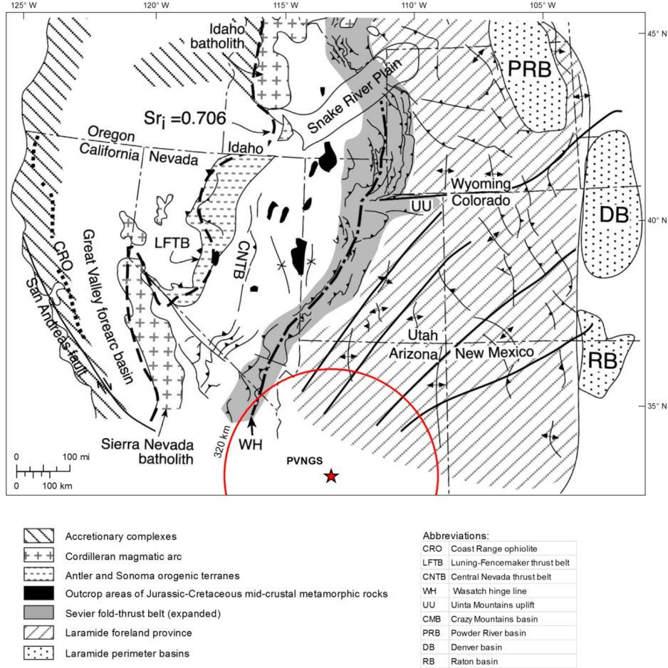 Regional Tectonics and Geologic Setting Structures in the northern portion of the PVNGS site region reflect Mesozoic-Cenozoic subduction of the Farallon plate: Sevier orogeny characterized by a