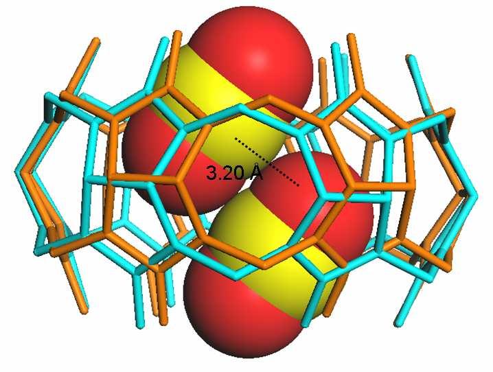 X-ray crystal structure of CO 2 adsorbed 1 at site C. Two CO 2 molecules are included in the CB[6] cavity (site C, 0.