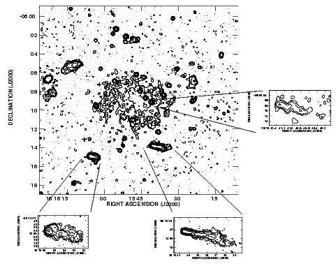 Galaxy clusters in radio 27 Fig. 14. Radio image of the cluster A2163 at 1.4 GHz, with angular resolution of 15 [45].