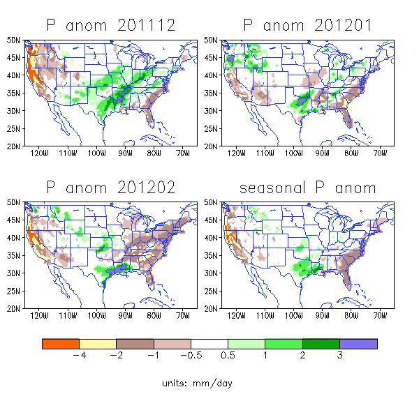 Demise: P anomalies over the United States High lights: Feb 2012 Rainfall over Texas improved drought