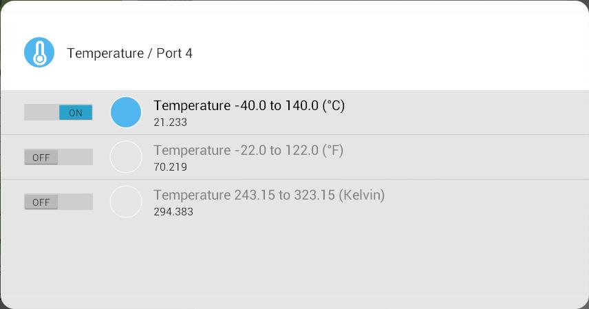 Tap the Settings icon to select what unit(s) to measuring - Celsius, Fahrenheit and Kelvin MiLAB Desktop 1.
