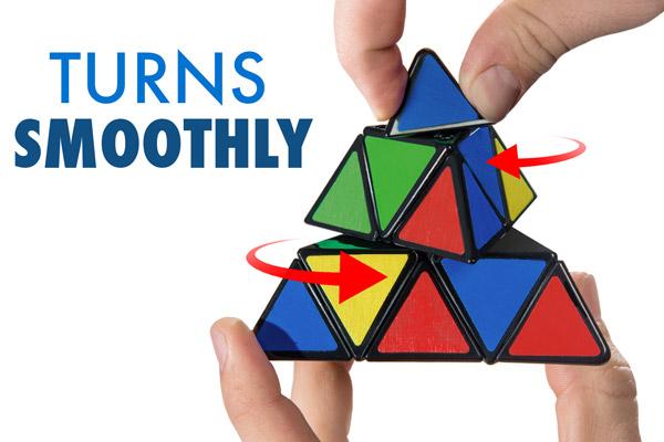 Moves Again, in naming moves, we made sure to: 1. never move the Pyraminx from its original position of one corner pointing at you. 2. keep our movements consistent.