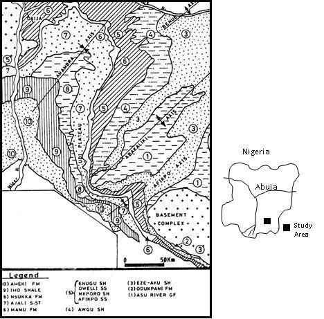 Okeke et al. 017 Figure1: Map of Anambra Basin showing the study area (modified from Hoque, 1977).