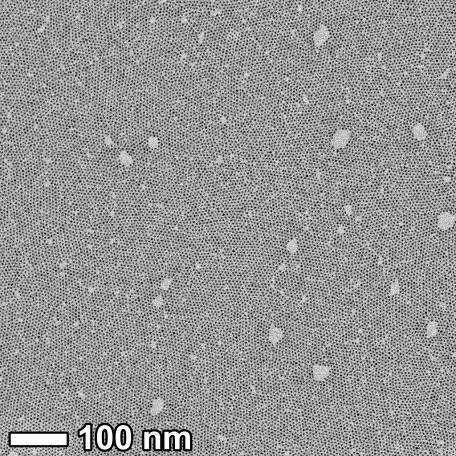 S3 TEM overview of a Q-CdSe monolayer deposited at 12 mn.m -1, showing a coverage of 97.7%.