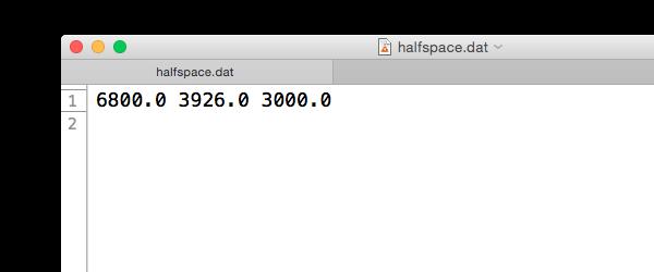 Activity 1: Strike-Slip EQ Elastic half-space file (halfspace.dat) seismic velocities, density 6800.0 3926.0 3000.