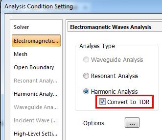 impedance time-response of TDR Frequencies to analyze are automatically