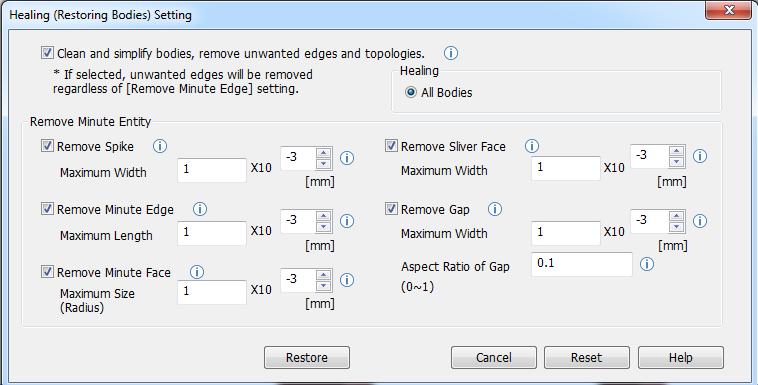 edges/faces CAD Import See