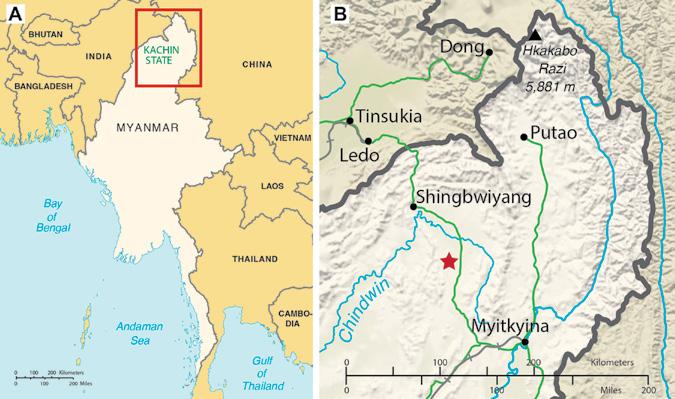 2 DOI 10.1163/1876312X-46052134 Fig. 1. Location of the amber mining area in the Hukawng Valley, Myitkina Province, Myanmar.