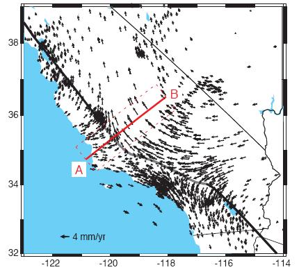Long-term postseismic effect? Due to the viscoelastic postseismic effects of the 1857 Ft.