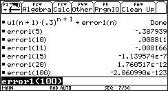 Screen 5. Error function at t=0.3 Screen 6. Error function at t=0.6 The fact that the digits in the successive approximations of q 0.6 stabilize more slowly than that of q 0.