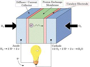 (a) (b) Figure 1: (a) Basic components of a fuel cell and (b) fuel cell