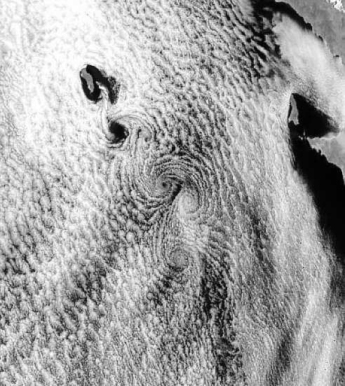 07: Lecture 8, Pg Onset of Turbulent low The SeaWifS satellite image of a von Karman vortex around Guadalupe Island, August 0, 999 Ideal luids luid dynamics is very complicated in general