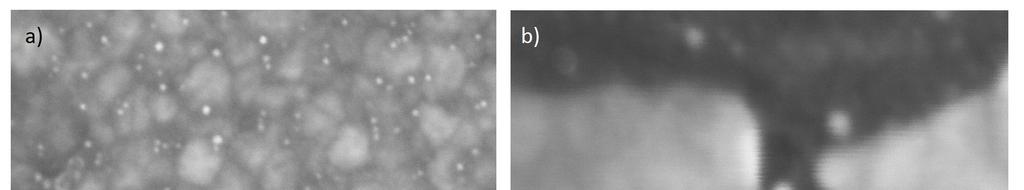 Fig2 a) Gold nanoparticles deposited on a gold surface with an optimal dilution concentration b) Typical view of a nanogap after a successful deposition 3 ELECTRICAL MEASUREMENTS Electrical