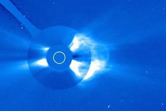 Figure 2.13 Left: Erupting prominence observed with the High Altitude Observatory coronagraph. Right: Twisted magnetic flux tube produced in the laboratory with the Caltech Speromak.