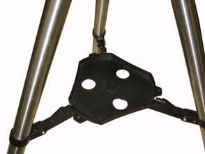 1. Setup tripod: Expand the tripod legs. Put the Accessory Tray onto the Tripod Support Bracket.