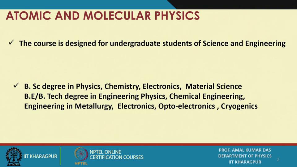 Atomic and Molecular Physics Prof.