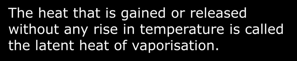 latent heat of vaporisation The heat that is gained or released without any rise in temperature is called the