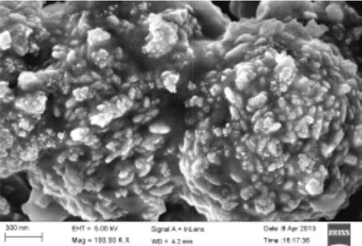 Fig 6.4a: XRD pattern of Zn.4 Cu.6 S nanoparticles] Fig 6.4b: SEM image of Zn.4 Cu.6 S nanoparticles Fig 6.5a shows the XRD pattern of Zn. 2 Cu.