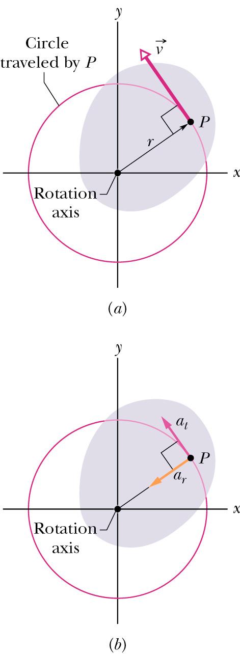 Relating Translational and Rotational Variables Rotational position and distance moved s = θ r