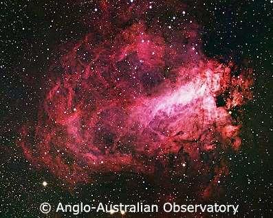 M17 or NGC 6618 17 th object in the Messier catalogue. Omega or Swan or Horseshoe Nebulae or Lobster Nebulae.