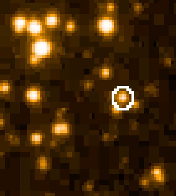 Figure 1: (Left): A 1953 image of G105-30 taken from STSCI Digitized Sky Survey. The image size is 120 120 arcsec. North is up, east to the left. G 105-30 is encircled, and is heading east.
