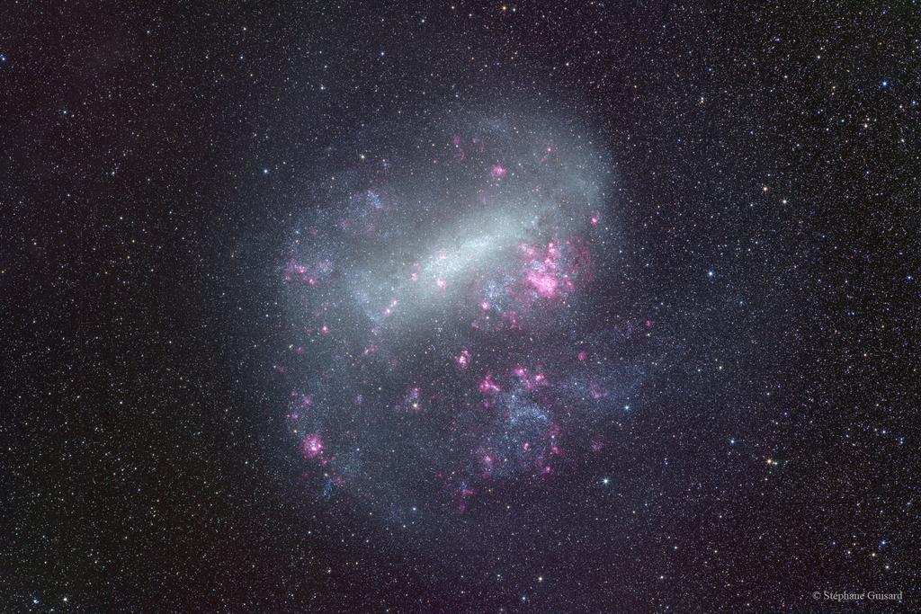 Large Magellanic Cloud Pink: Hα emission from ongoing star formation Stellar mass ~1/10