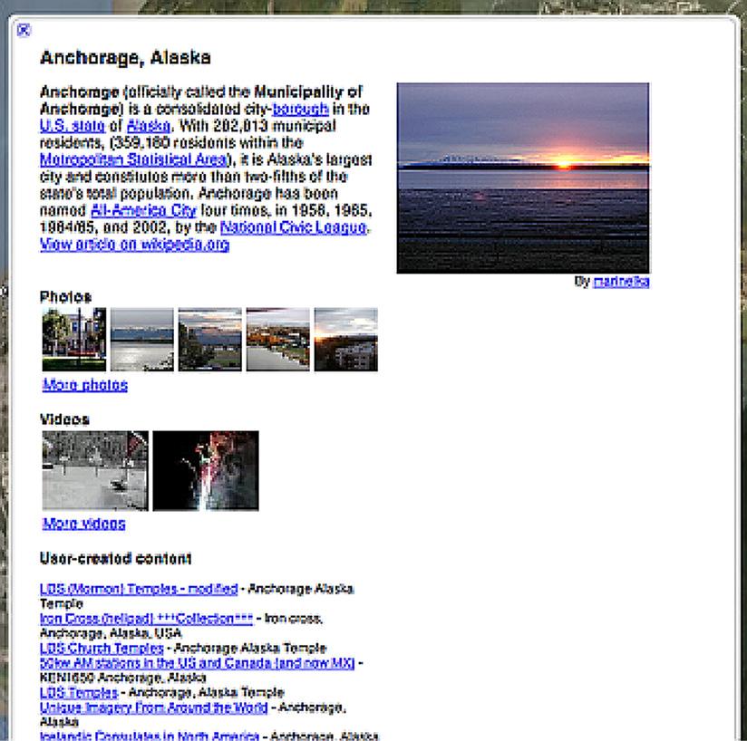 For example, if you are looking for Kodiak, Alaska, type the name in the Search box, press return and let Google Earth take you there. Go back to Anchorage.