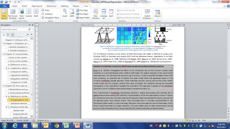 Content document: Methods and experiences in radar based fine scale