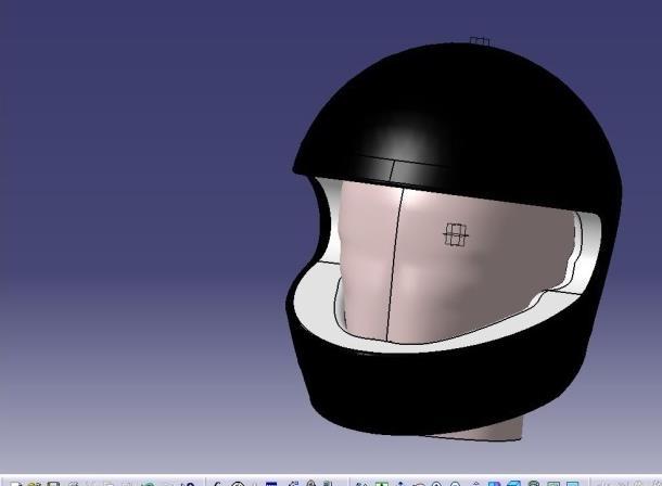 The helmet is assumed to snugly fit on the head form and any kind of the air gap is not present with the head form and helmet assembly. Models developed using CATIA V5 software.