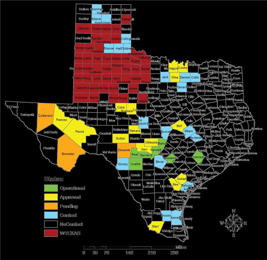 TexMesonet Status Map Nov 2017 Counties Operational 8